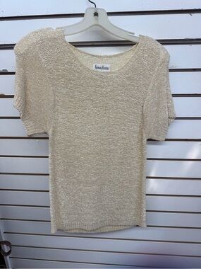 Vintage Neiman Marcus Exclusive Ivory Chenille Knit Sweater Top Size Large